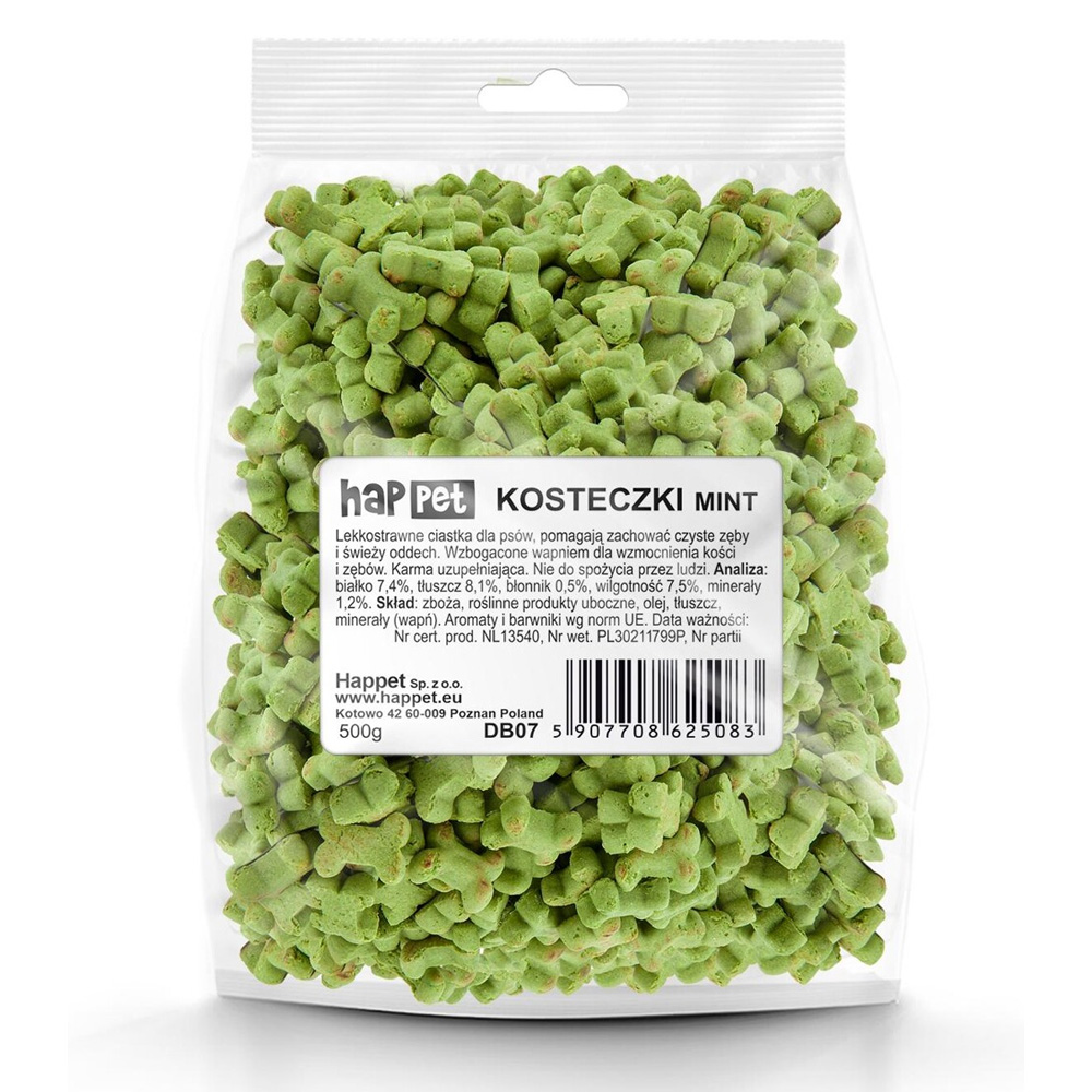 Happet Ciastka Przysmak dla Psa Kosteczki Mint Miętowe 500g